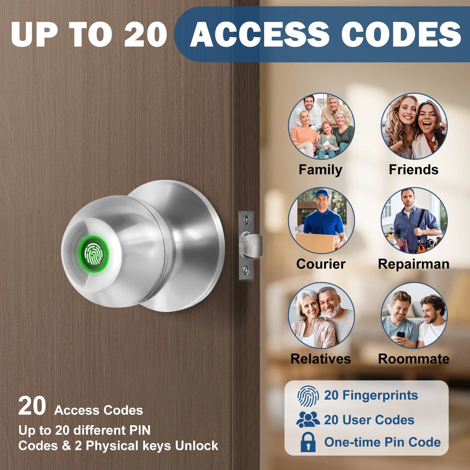 ElevateGear™ Pro Fingerprint Smart Door Knob - Keyless Entry Biometric Lock