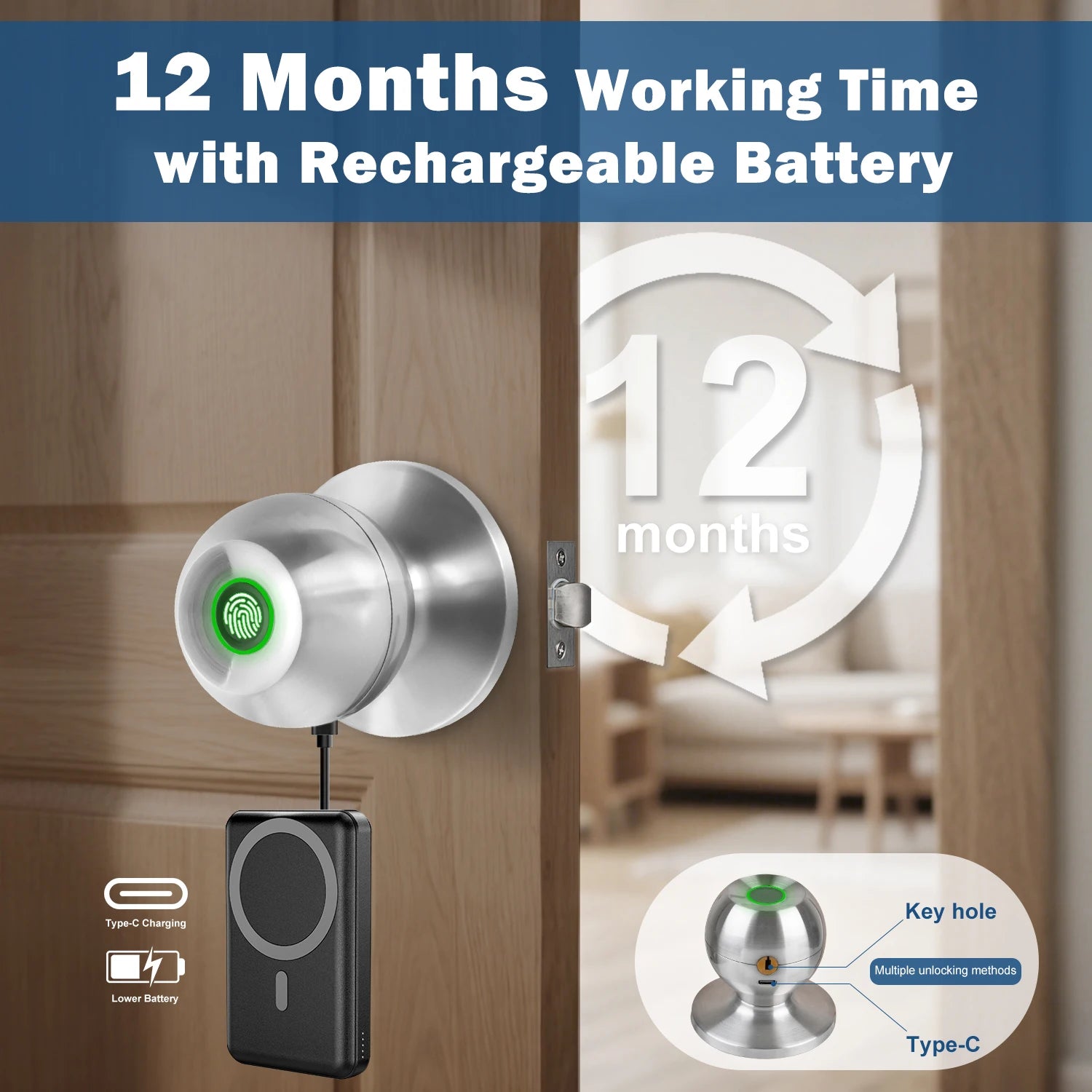 ElevateGear™ Pro Fingerprint Smart Door Knob - Keyless Entry Biometric Lock